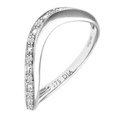 Pave Set Diamond Curve Shape Half Eternity Ring in UK Hallmarked 9ct White Gold